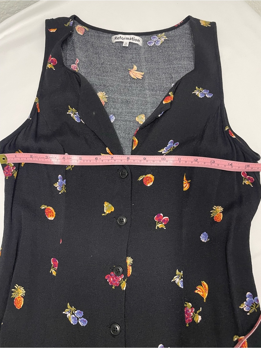 Reformation Black Midi Dress with Small Floral Print - Picture 8 of 10